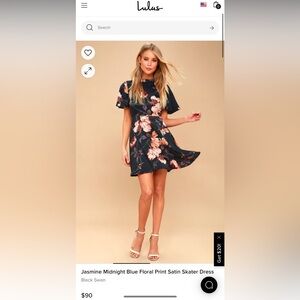 Lulus dress navy floral dress small